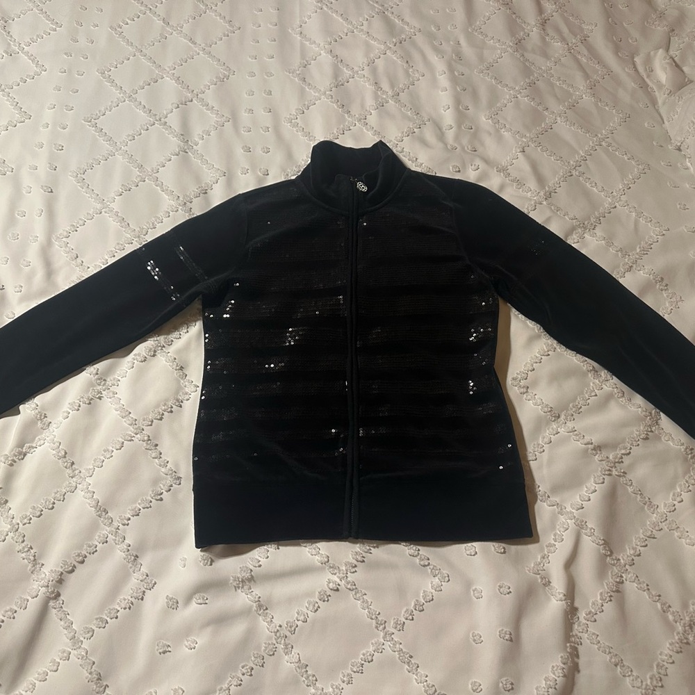 BCBmaxazaria, black, crushed velvet bling jogger lounge set size medium